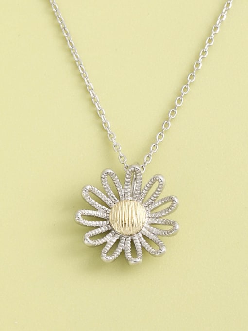 White 925 Sterling Silver Flower Minimalist Long Strand Necklace