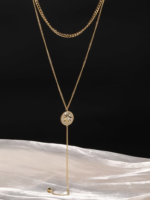 Lin Liang Brass Round Dainty Long Strand Necklace