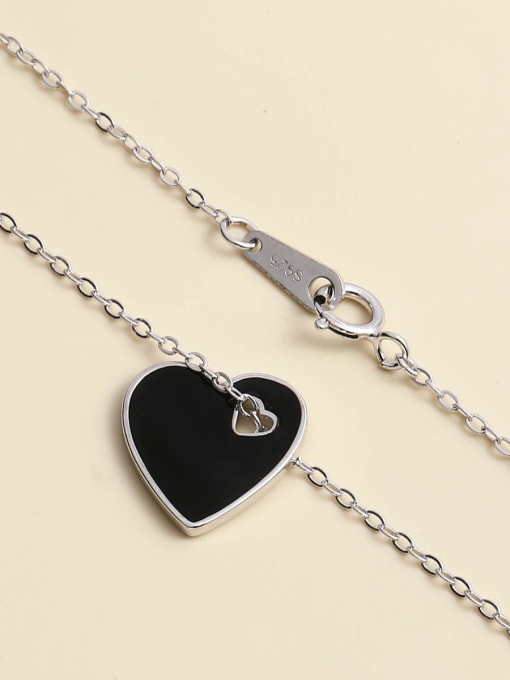 ANI VINNIE 925 Sterling Silver Acrylic Heart Necklace 3