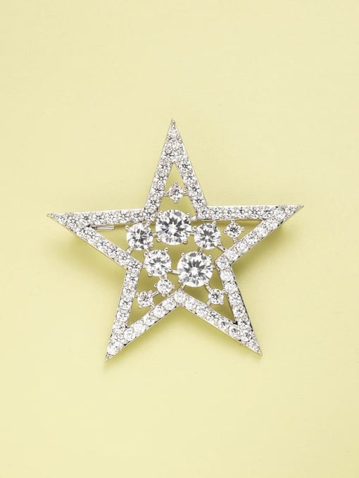 Lin Liang Brass Cubic Zirconia White Star Minimalist Pins & Brooches 0
