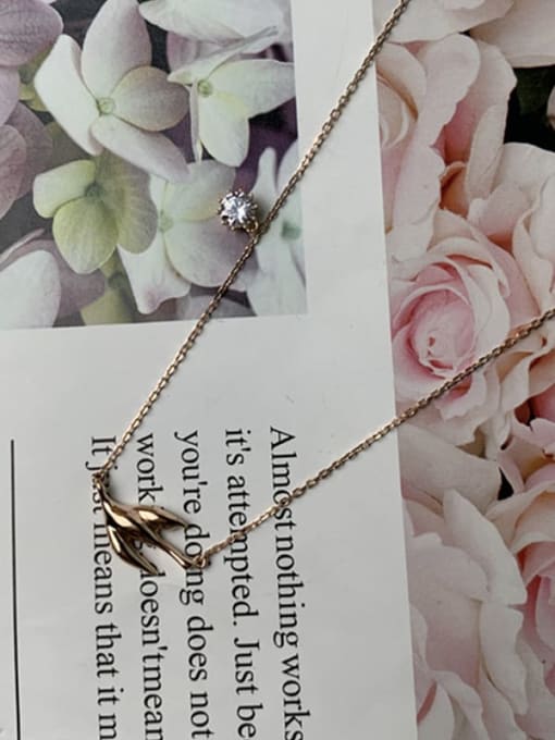 Rose 925 Sterling Silver Bird Minimalist Long Strand Necklace