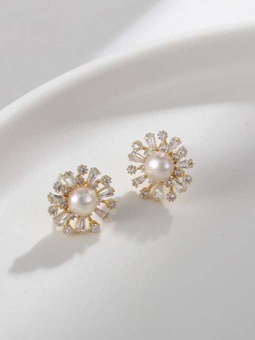 Lin Liang Brass Birthstone Round Trend Stud Earring 1