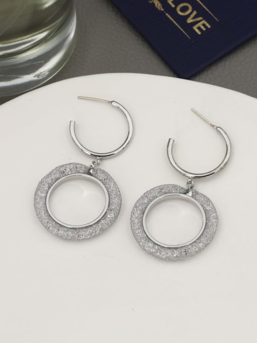 Lin Liang Tin Alloy Crystal White Round Minimalist Drop Earring