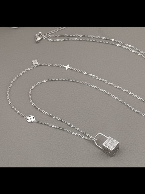 Lin Liang Brass Rhinestone White Locket Minimalist Long Strand Necklace