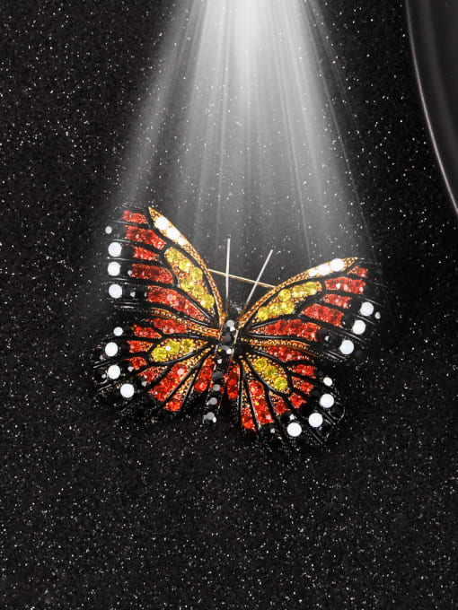 Lin Liang Alloy Rhinestone Multi Color Enamel Butterfly Dainty Brooch 0