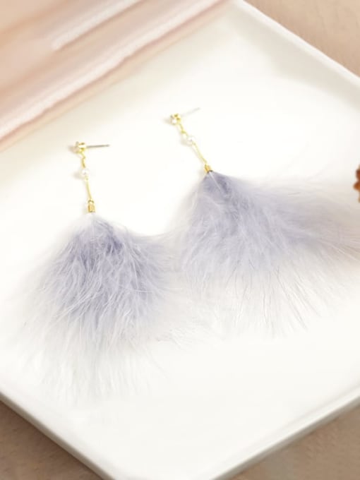 Gold Brass Cubic Zirconia White Feather Feather Trend Drop Earring