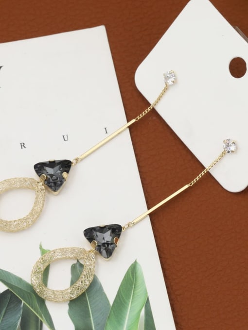 Golden Tea diamond Brass Cubic Zirconia White Geometric Minimalist Drop Earring