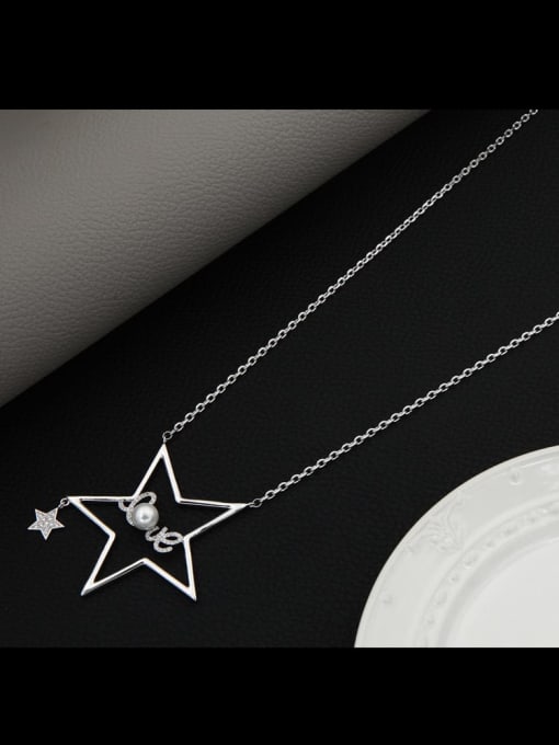 Lin Liang Brass Cubic Zirconia White Star Minimalist Long Strand Necklace 1