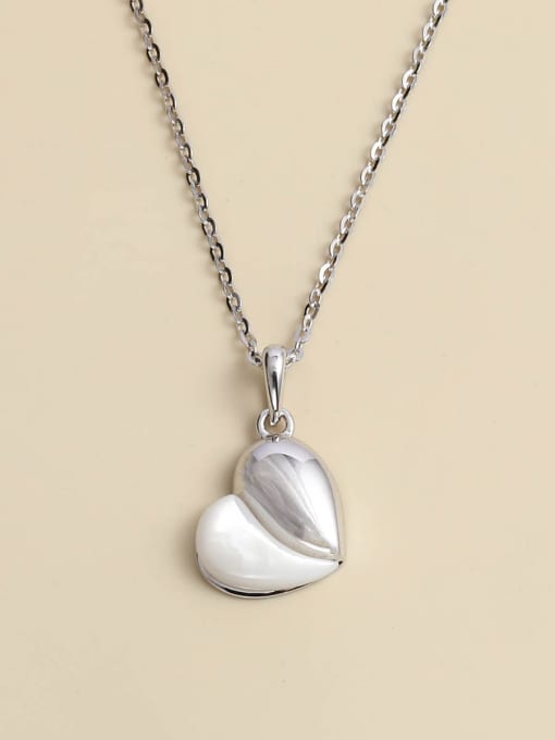 ANI VINNIE 925 Sterling Silver Cats Eye White Heart Minimalist Necklace 0