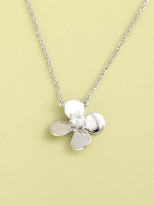 ANI VINNIE 925 Sterling Silver Cubic Zirconia White Flower Minimalist Long Strand Necklace 0