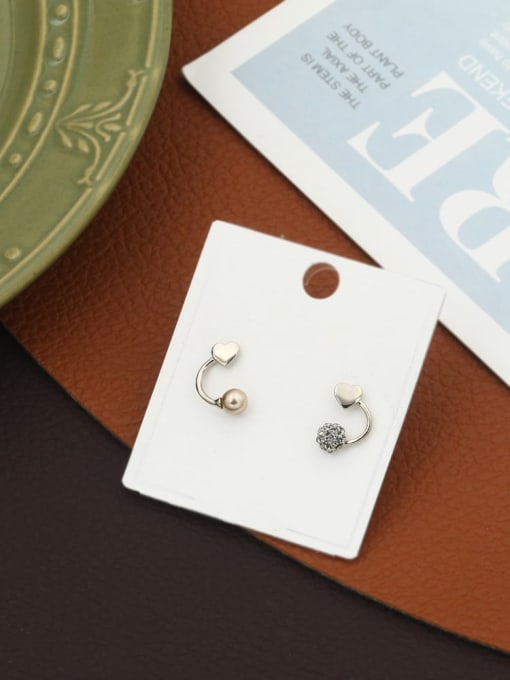 Lin Liang Brass Imitation Pearl White Geometric Minimalist Stud Earring 1