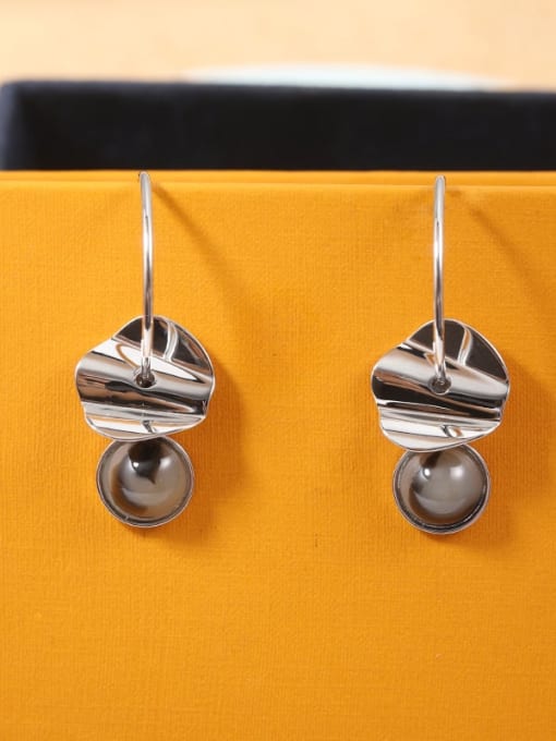 Lin Liang Brass Garnet Beige Irregular Minimalist Drop Earring 0
