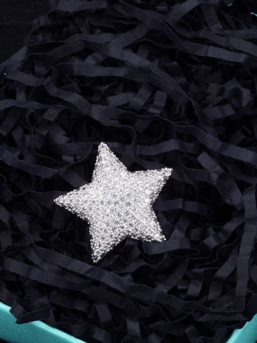 Lin Liang Brass Rhinestone White Star Minimalist Brooch 0