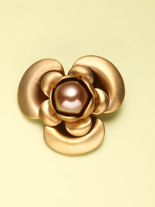 Coffee gold Brass Flower Minimalist Pins & Brooches