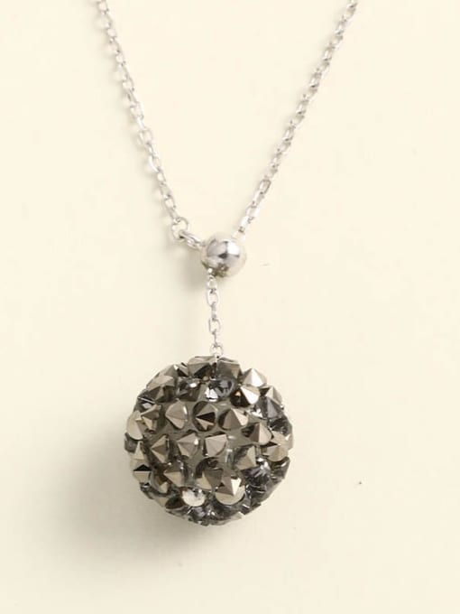 ANI VINNIE 925 Sterling Silver Glass Stone Gray Round Minimalist Choker Necklace 1