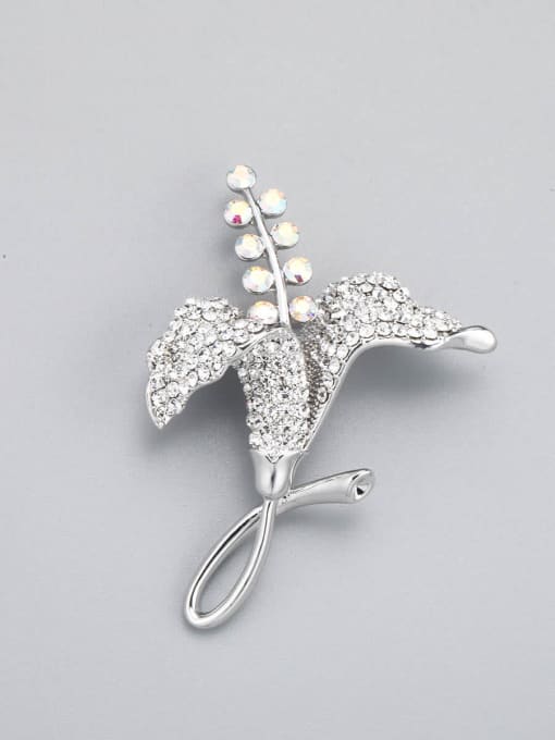 Lin Liang Brass Cubic Zirconia White Flower Minimalist Pins & Brooches 1