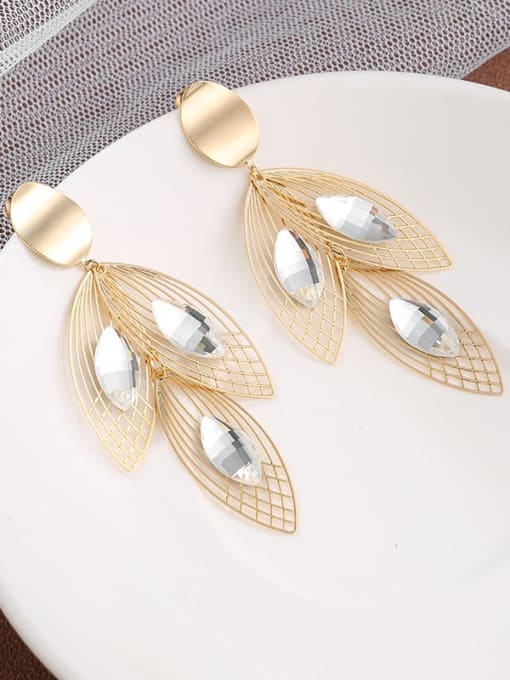Lin Liang Brass  Gladd Stone White Feather Dainty Drop Earring 0