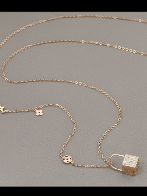 Gold Brass Rhinestone White Locket Minimalist Long Strand Necklace