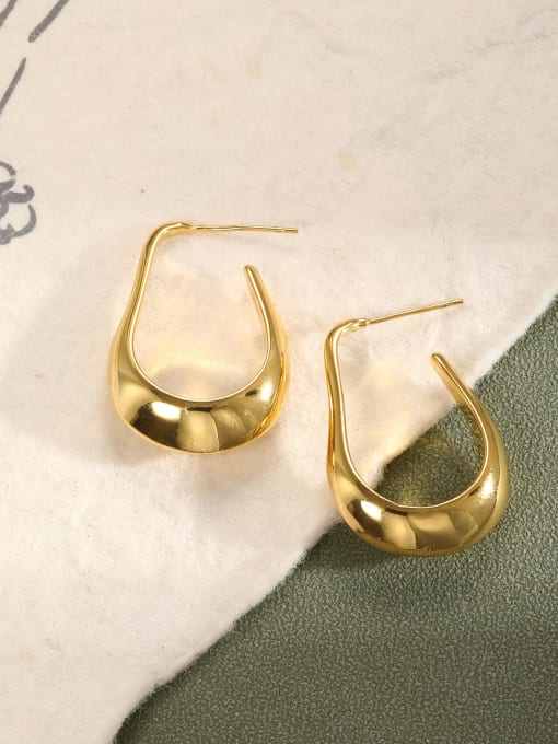 Lin Liang Brass Irregular Minimalist Hoop Earring 0