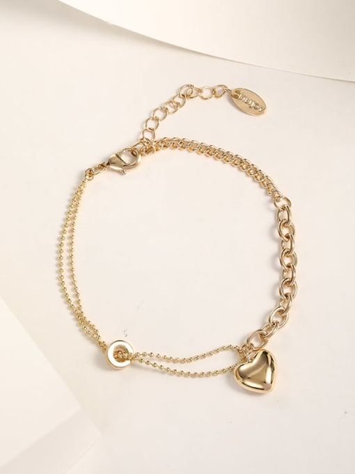 Gold Brass Heart Trend Adjustable Bracelet