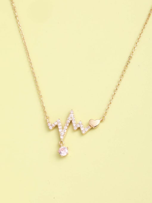 ANI VINNIE 925 Sterling Silver Cubic Zirconia Pink Geometric Minimalist Long Strand Necklace 0