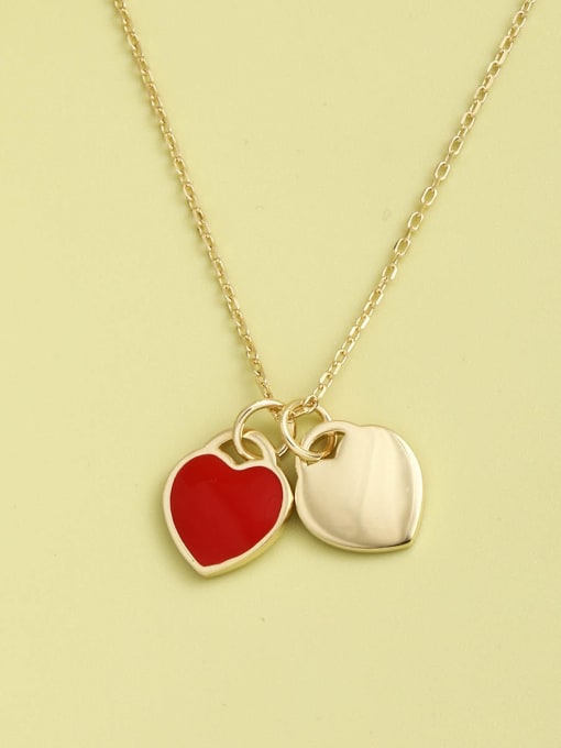 ANI VINNIE 925 Sterling Silver Enamel Heart Minimalist Long Strand Necklace