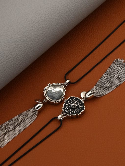 Coffee golden tea crystal Brass Crystal Multi Color Tassel Minimalist Long Strand Necklace