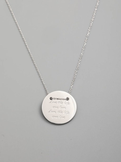 White 925 Sterling Silver Round Minimalist Necklace