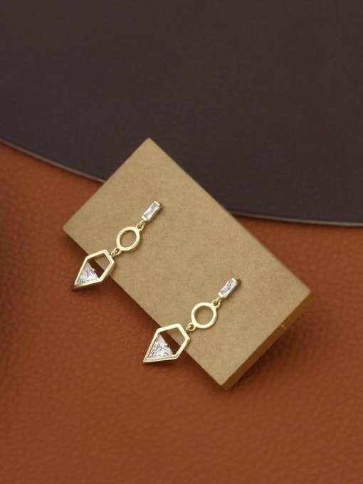 Lin Liang Brass Cubic Zirconia White Geometric Minimalist Drop Earring 1