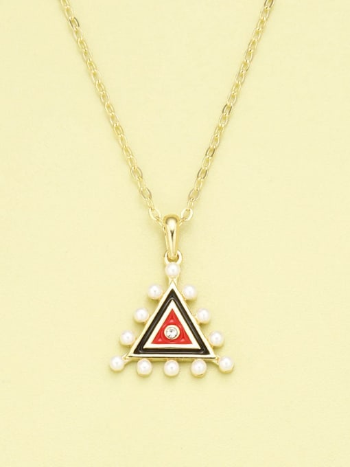 ANI VINNIE 925 Sterling Silver Imitation Pearl White Triangle Minimalist Necklace 1