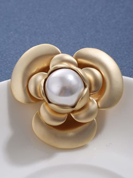 Lin Liang Brass Imitation Pearl 	Trend  Enamel Flower Brooch 1