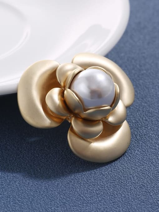 Lin Liang Brass Imitation Pearl 	Trend  Enamel Flower Brooch 0