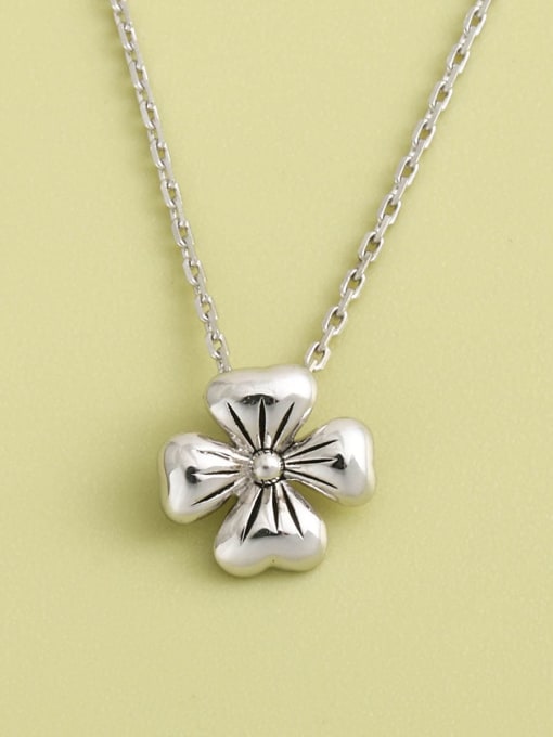 White 925 Sterling Silver Flower Minimalist Long Strand Necklace