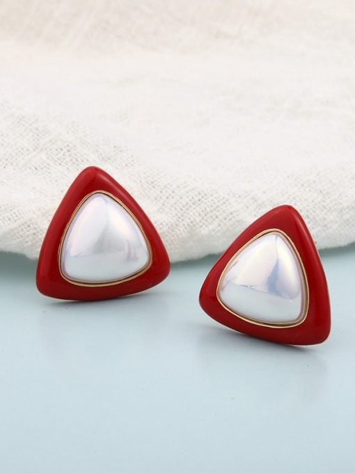 Lin Liang Brass Enamel Triangle Minimalist Stud Earring 0