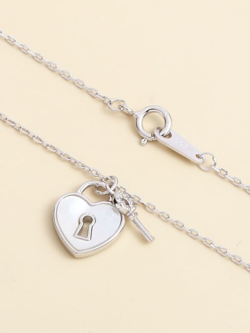 White 925 Sterling Silver Shell White Key Necklace