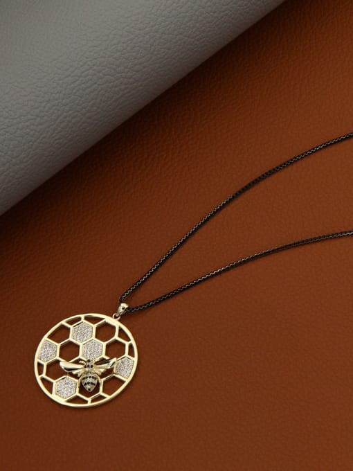 Gold Brass Rhinestone White Geometric Minimalist Long Strand Necklace