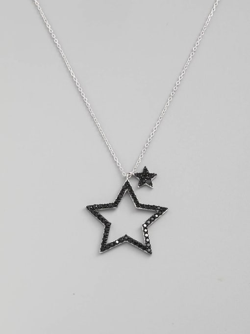 ANI VINNIE 925 Sterling Silver Rhinestone Black Star Minimalist Necklace 1