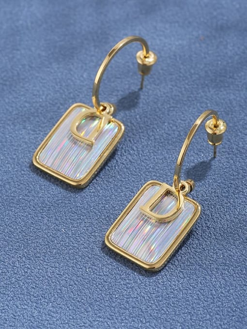 Lin Liang Brass  multi letter D square gradient Earrings 1