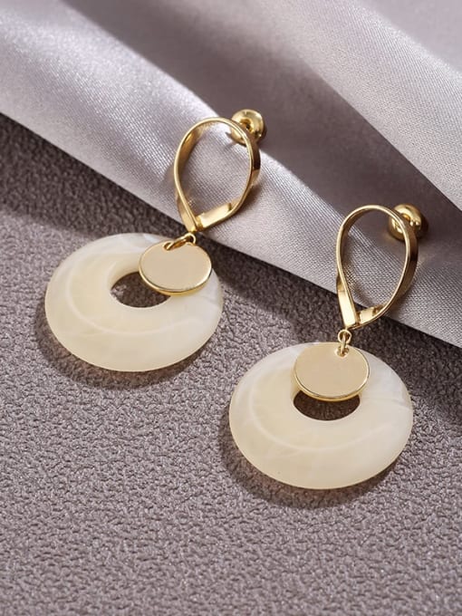 Gold Brass  Resin simple Round pendant Earrings