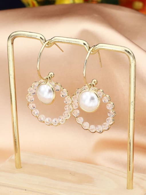 Lin Liang Brass Crystal White Geometric Classic Drop Earring