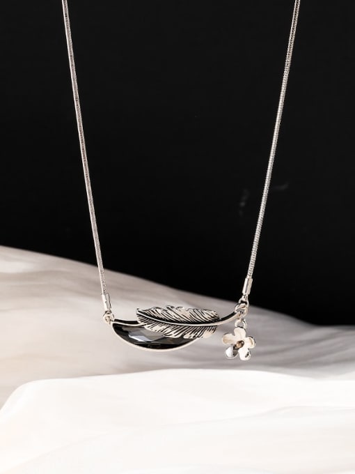 Lin Liang Brass Leaf Dainty Long Strand Necklace
