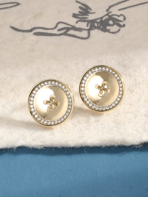 Lin Liang Brass Cubic Zirconia White Round Minimalist Stud Earring 1