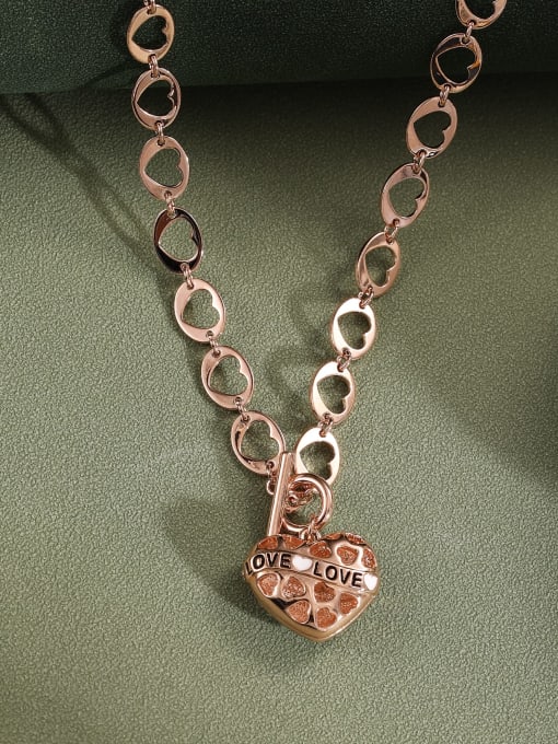 Lin Liang Brass Rhinestone Heart Long Strand Necklace