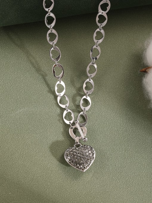 Lin Liang 18K White Gold Heart Trend Long Strand Necklace