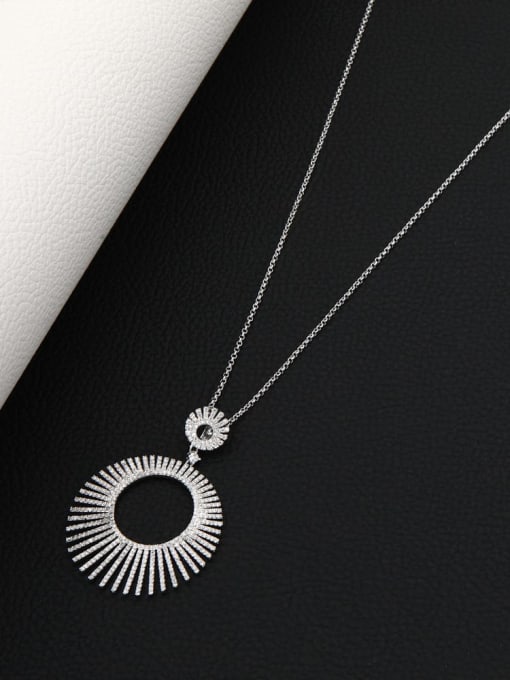 White Brass Rhinestone White Geometric Minimalist Long Strand Necklace