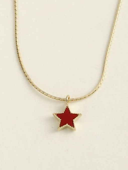 ANI VINNIE 925 Sterling Silver Red Pentagram Minimalist Choker Necklace 2