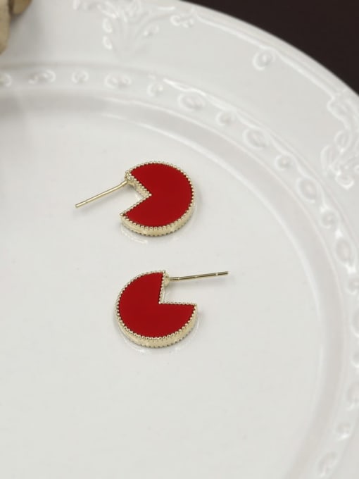 Lin Liang Brass Acrylic Geometric Minimalist Stud Earring 0