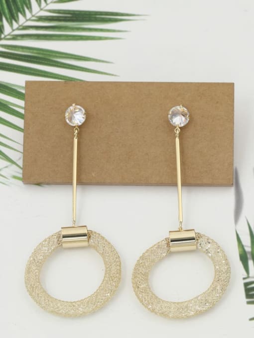 Lin Liang Bronze Crystal White Round Minimalist Drop Earring 2