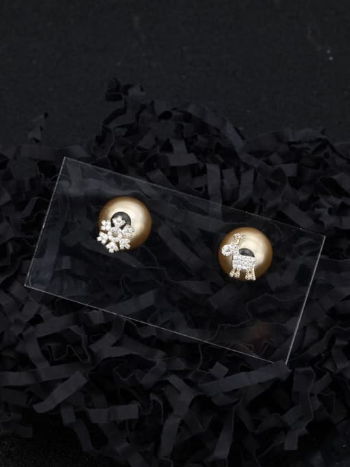 Coffee gold Tin Alloy Imitation Pearl Yellow Round Classic Stud Earring