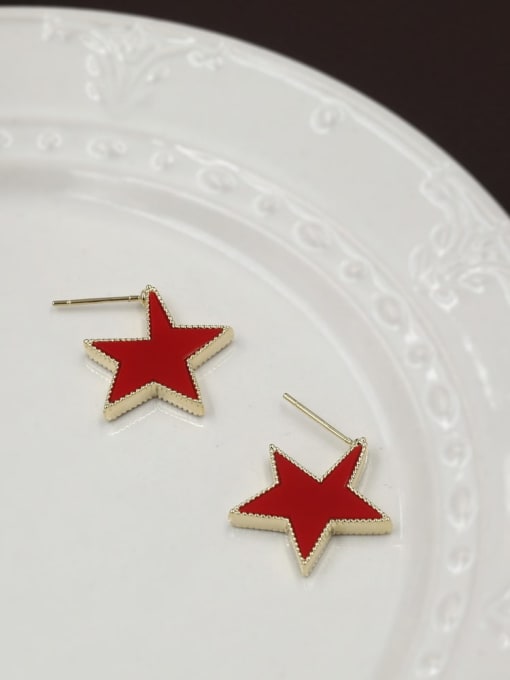 Golden red acrylic Brass Acrylic Geometric Minimalist Stud Earring